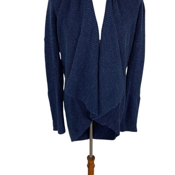 Banana Republic Open Front Cardigan Sweater Blue Draped Cotton Knit Medium - Picture 3 of 7